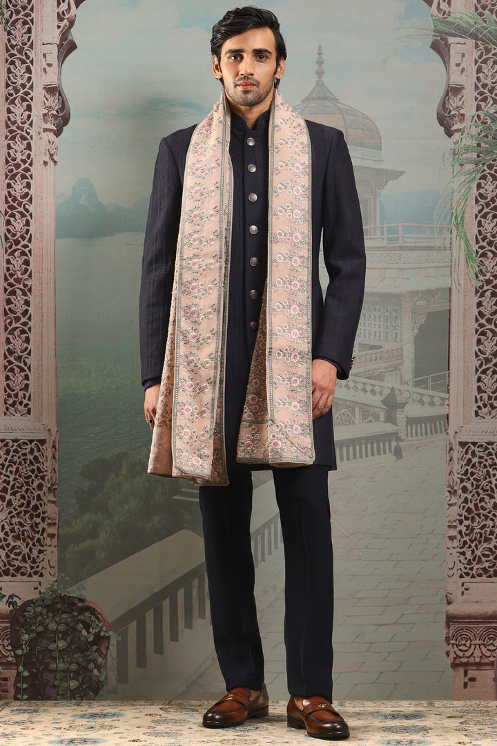 Tehzeeb Brown Silk Embroidered Stole