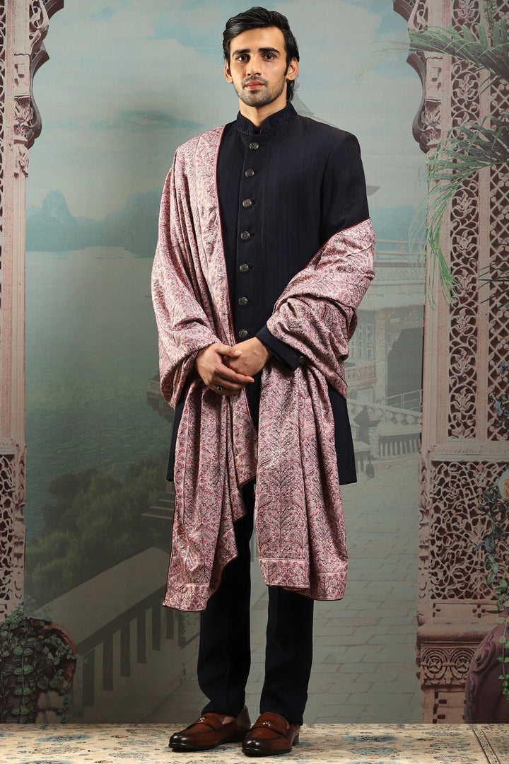 Guldasta Pink Silk Embroidered Stole