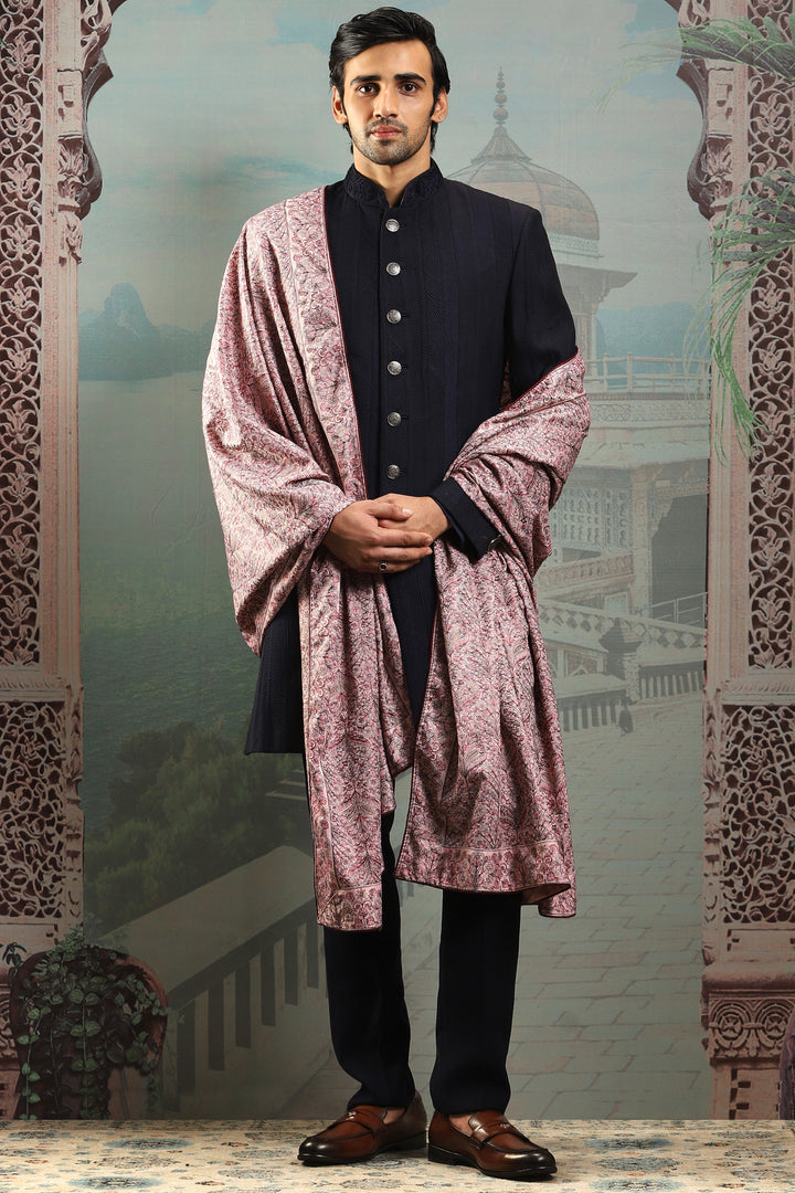 Guldasta Pink Silk Embroidered Stole