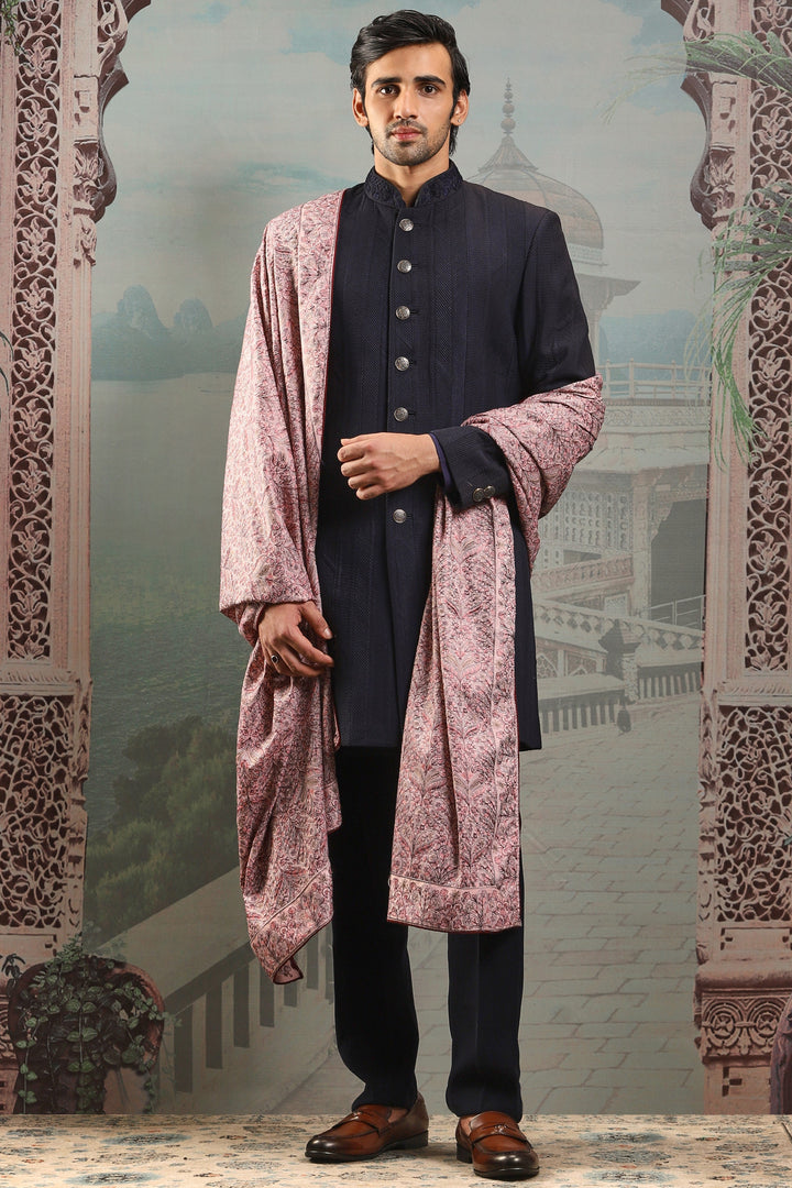 Guldasta Pink Silk Embroidered Stole