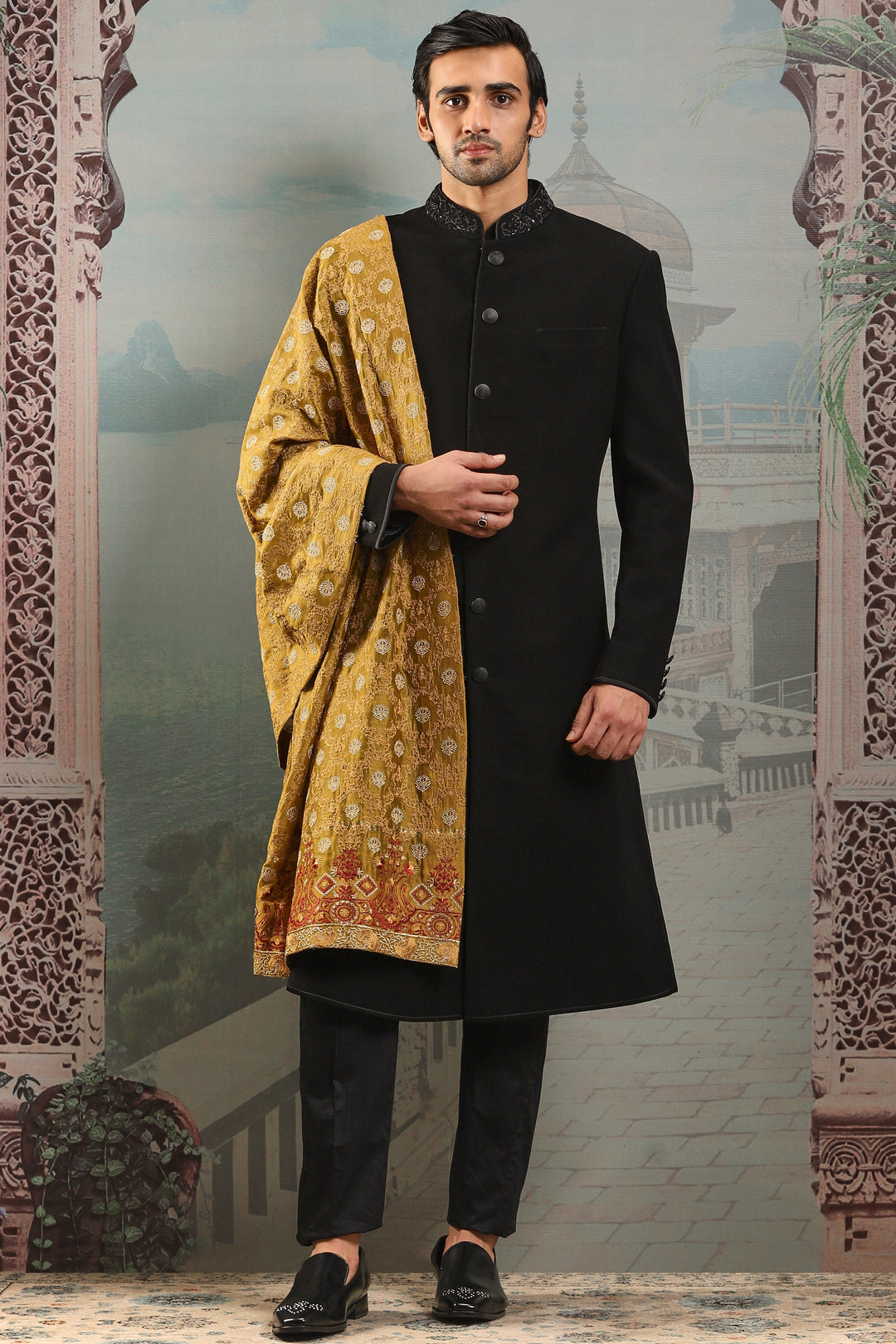 Meher Paisley Silk Embroidered Stole
