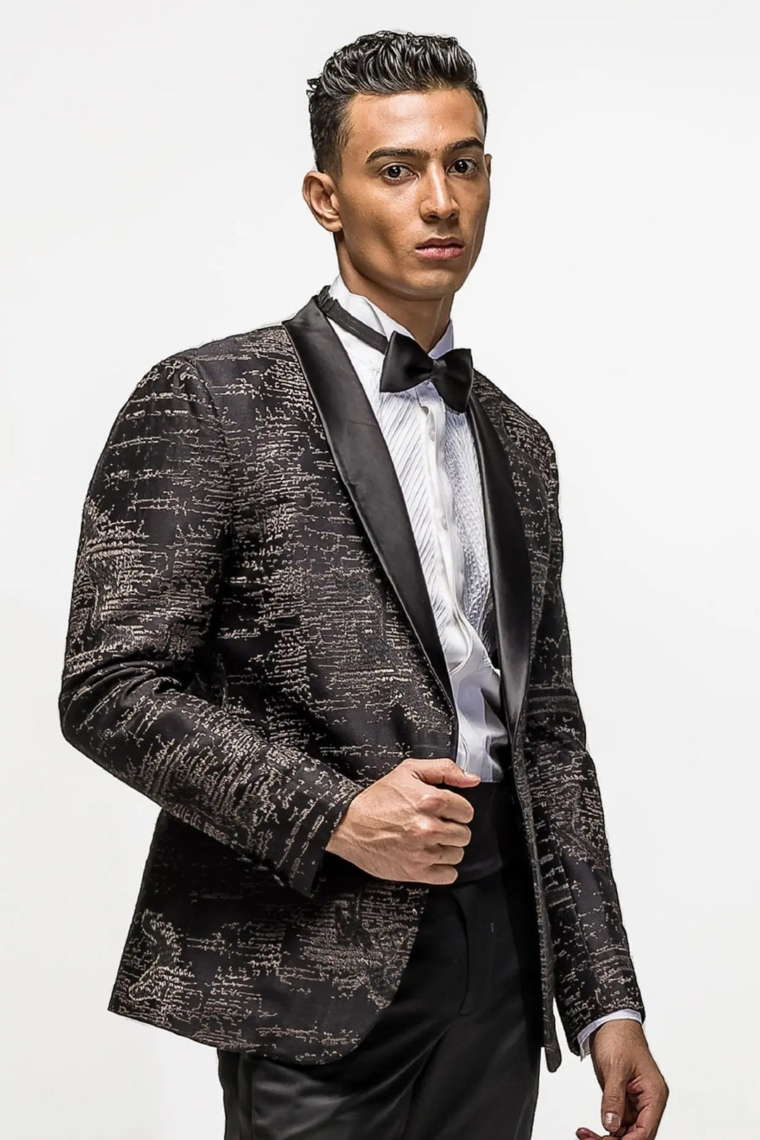 Shop Affordable Night Spell Black Silk Embroidered Tuxedo