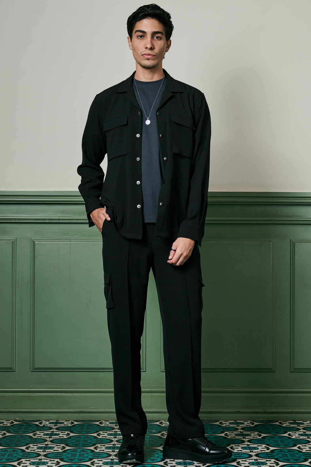 Shop Black Biscuit Crepe Co-ord Set Online with Home Delivery