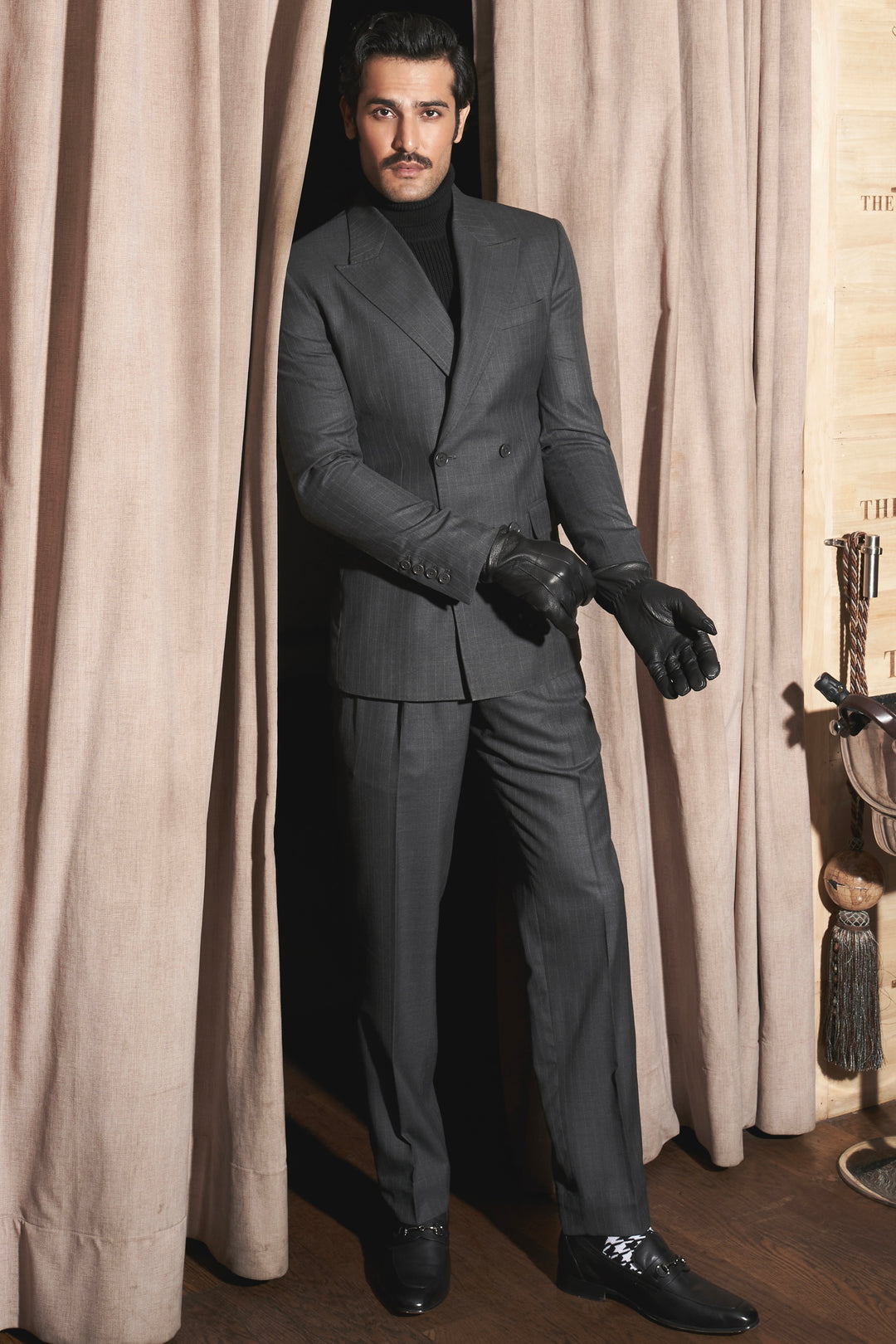 Shop Charcoal Grey Pinstripe Elegance Suit