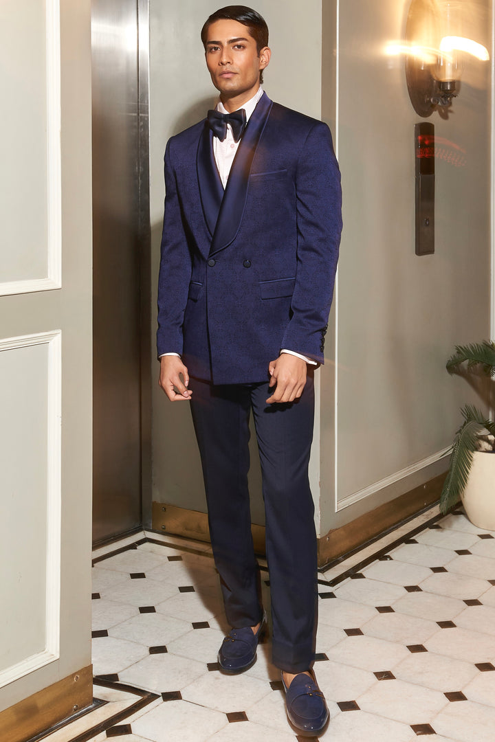 Shop Elysian Navy Double Breasted Tuxedo Set – Affordable Price