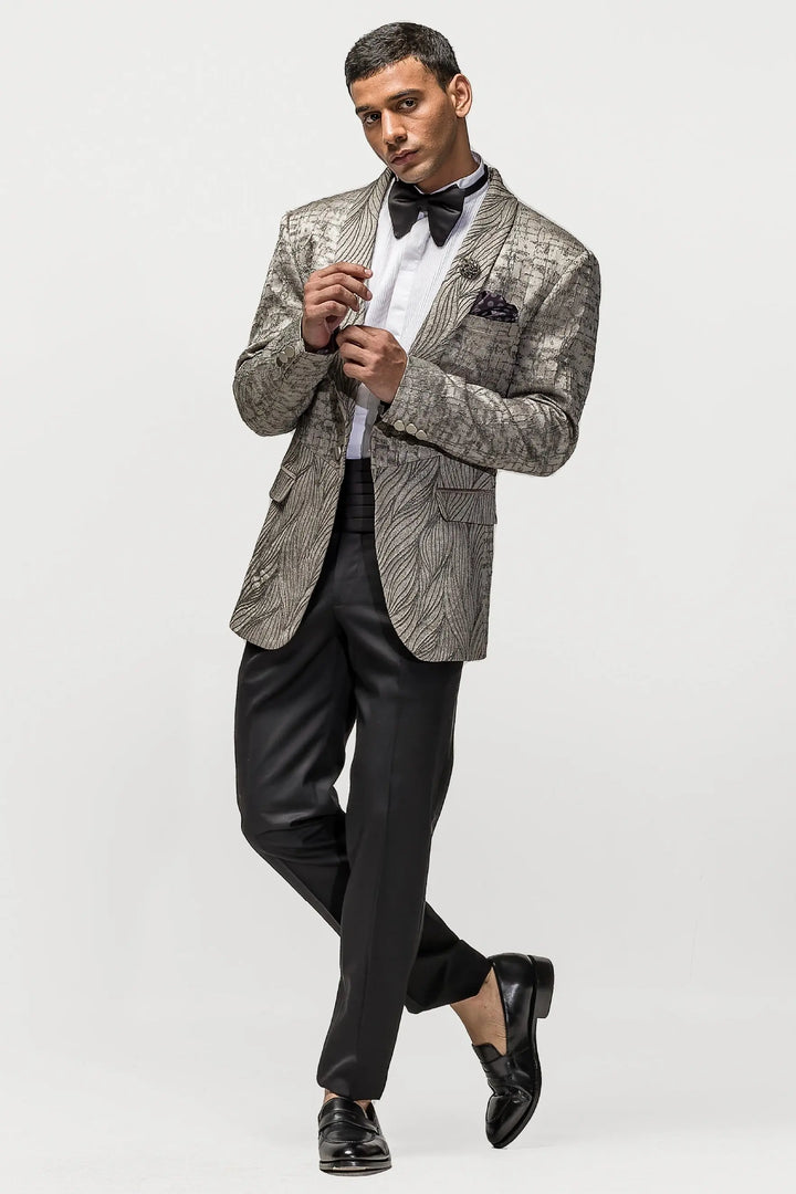 Purchase Grey Twin Abstract Jacquard Suit 