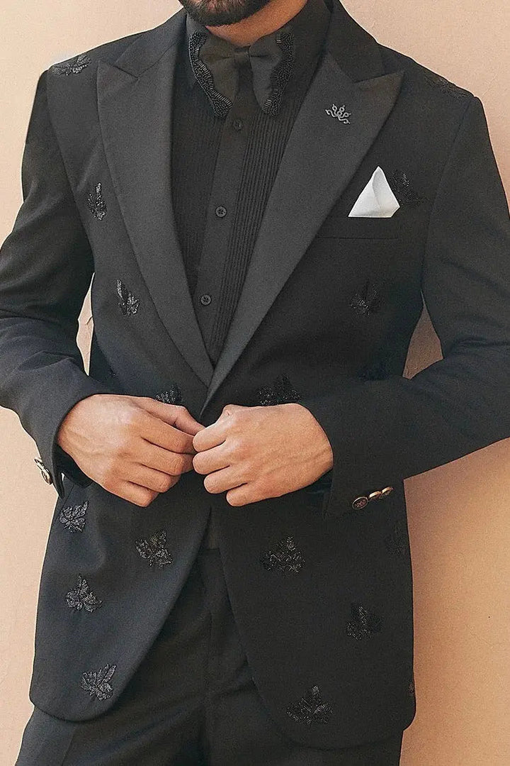 Shop Nocturnal Sophistication: Black Tuxedo Suit – Premium Quality