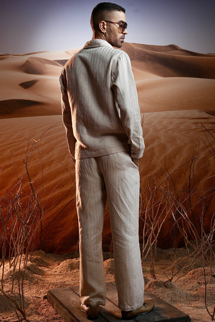 Shop Quality Beige Herringbone Linen Coord Set – Order Online Now