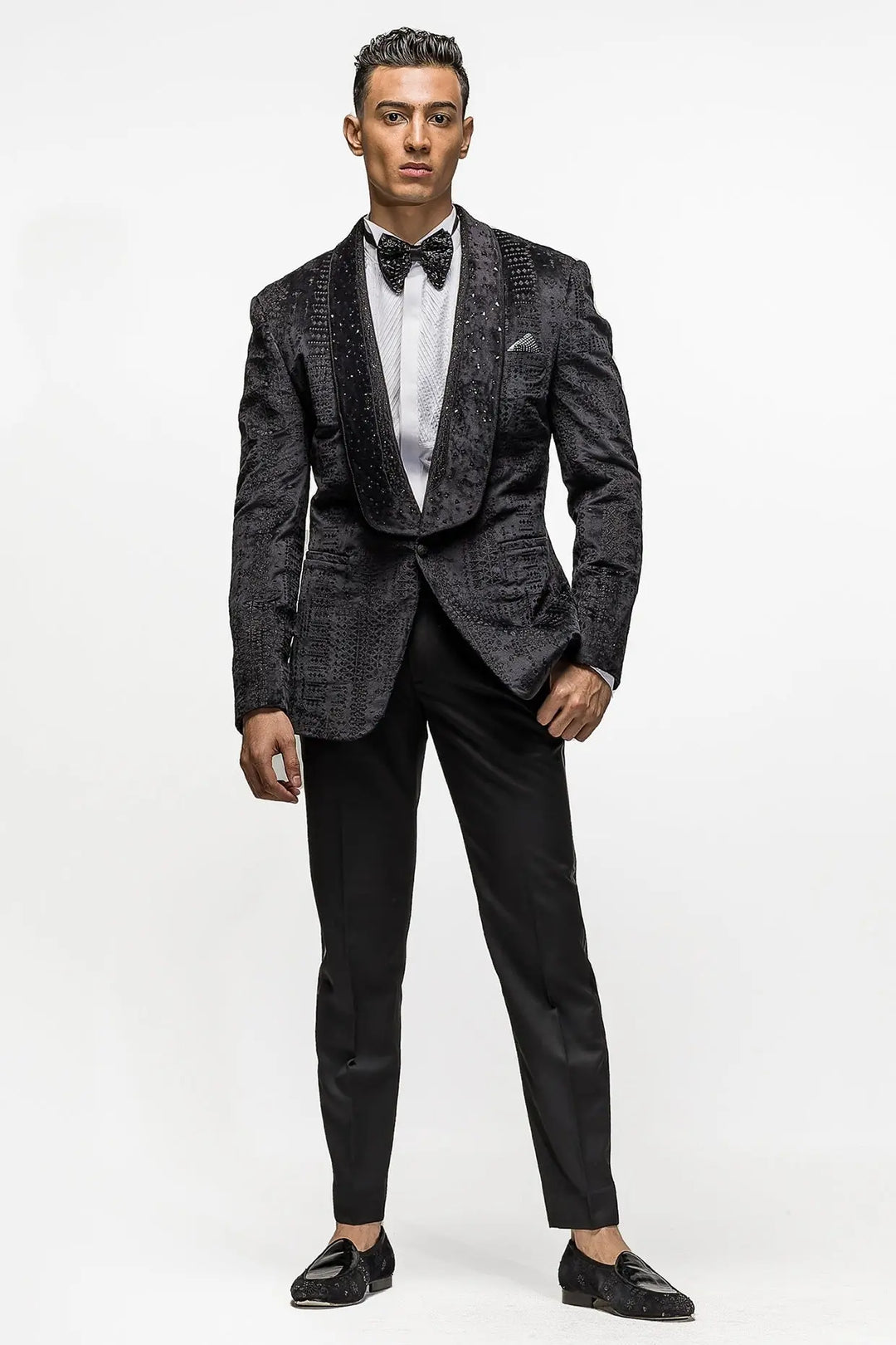 Shop Quality Geometric Sparks Black Embellished Tuxedo Today