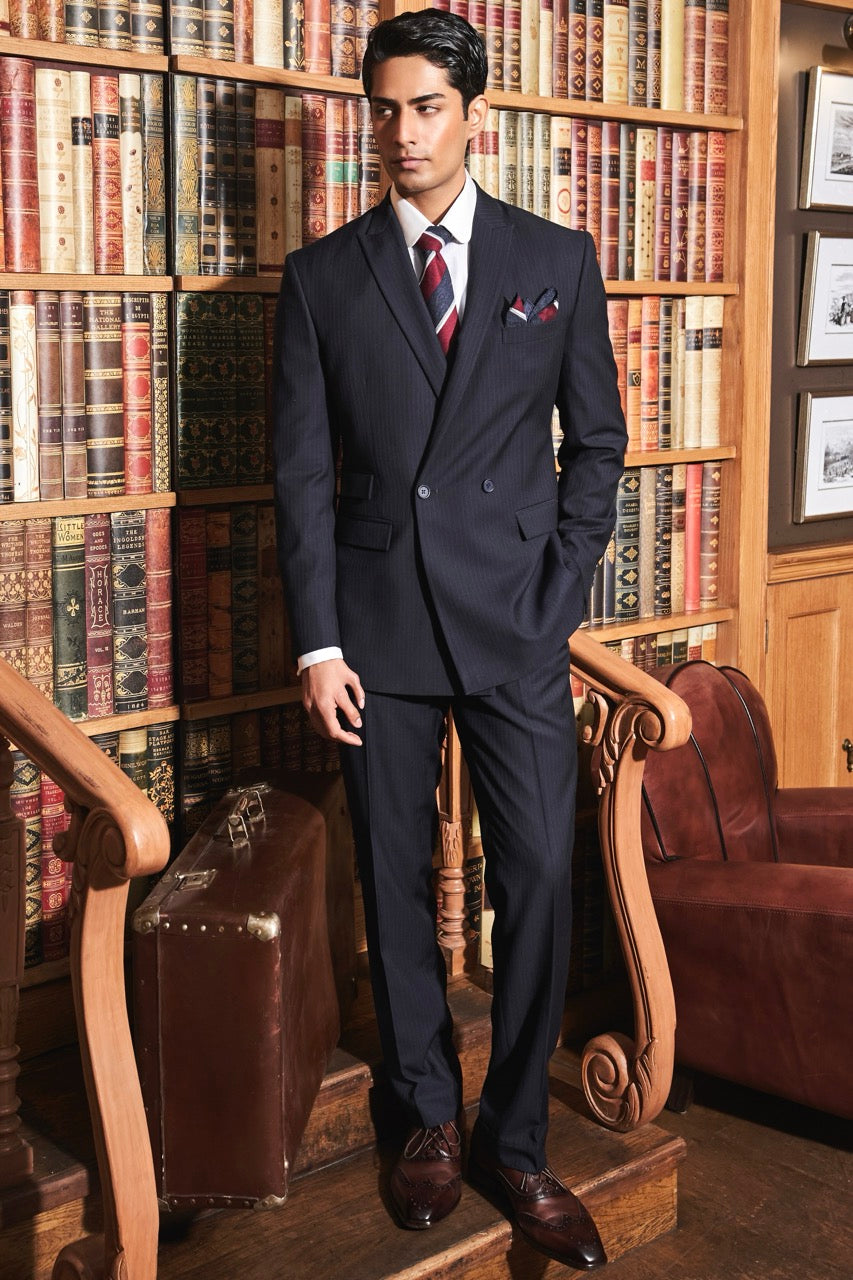 Shop The Classic Navy Pinstripe Suit