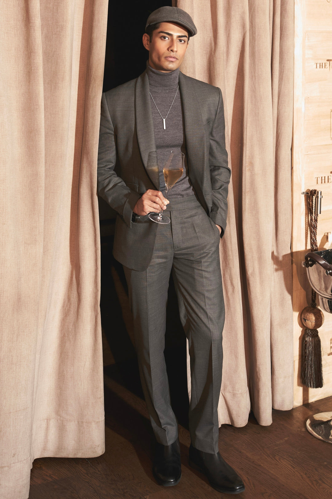 Shop the Best Brand Charcoal Grey Shawl Lapel Elegance Suit 