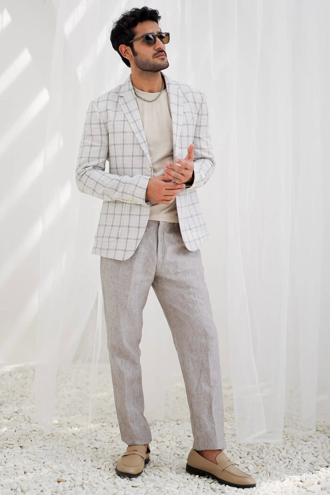Shop the Stylish Parchment Plaid Checks Blazer Set