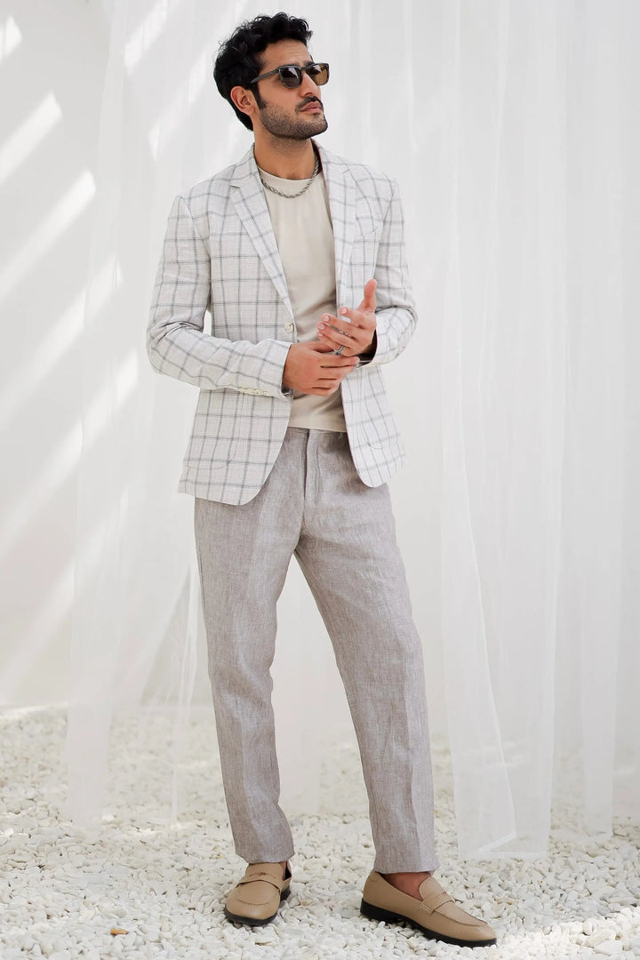 Shop the Stylish Parchment Plaid Checks Blazer Set