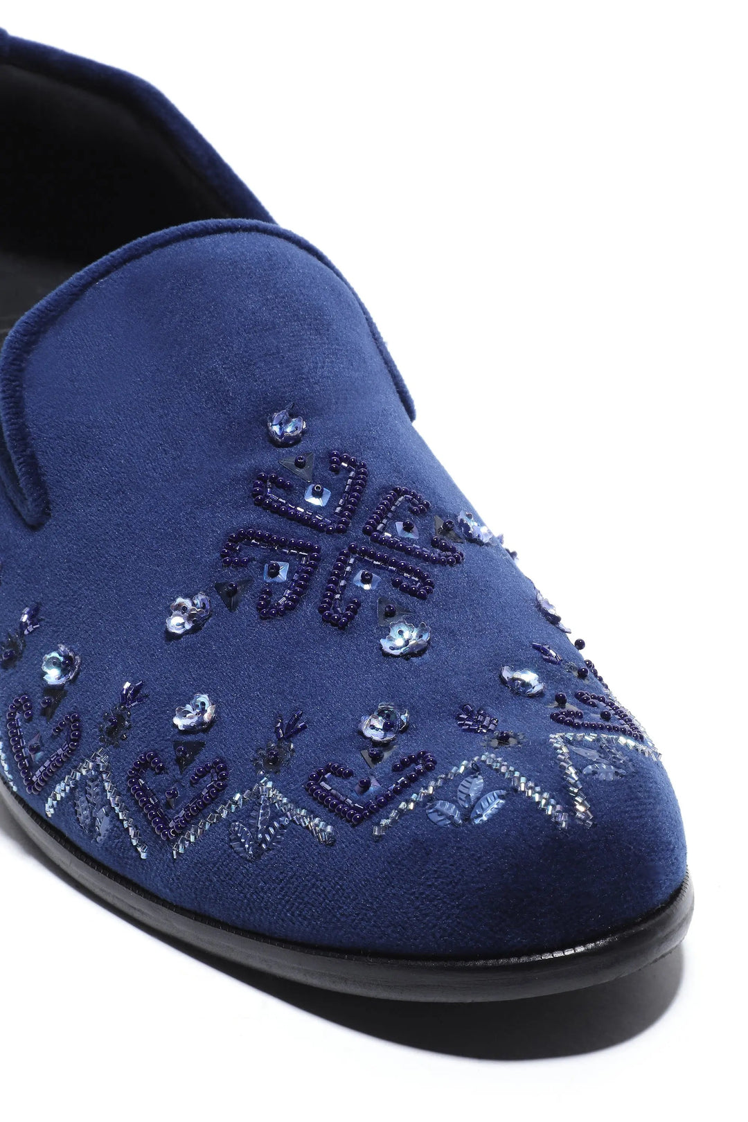 Celestial Navy Velvet Slip-Ons - Asuka Couture