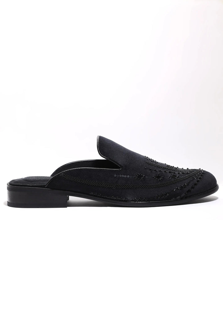 Noir Elegance Symmetry Velvet Mules - Asuka Couture