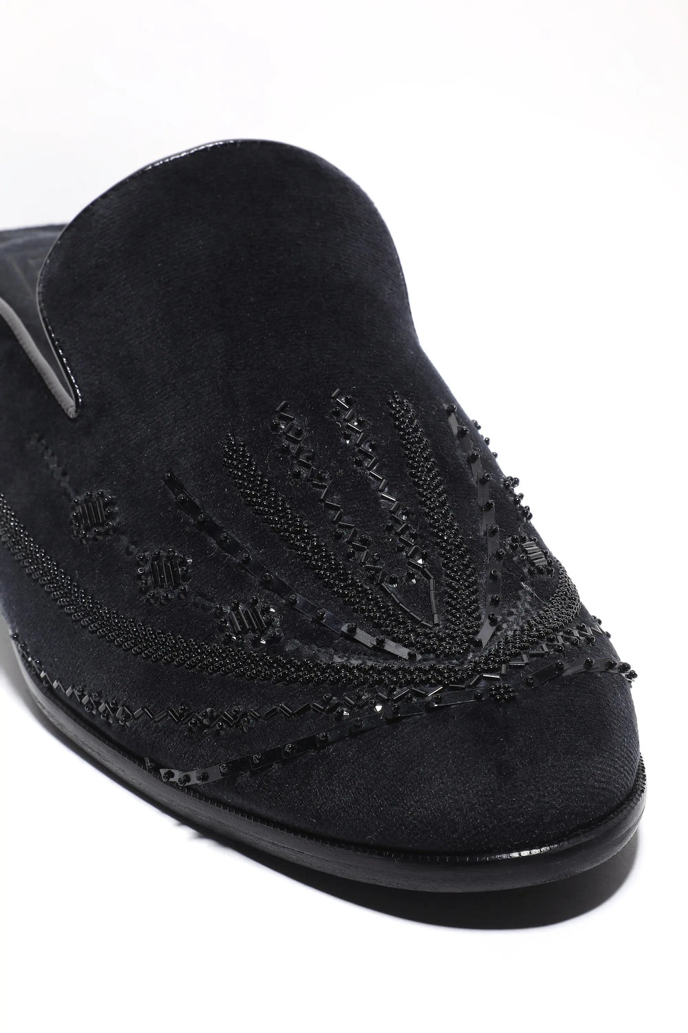 Noir Elegance Symmetry Velvet Mules - Asuka Couture