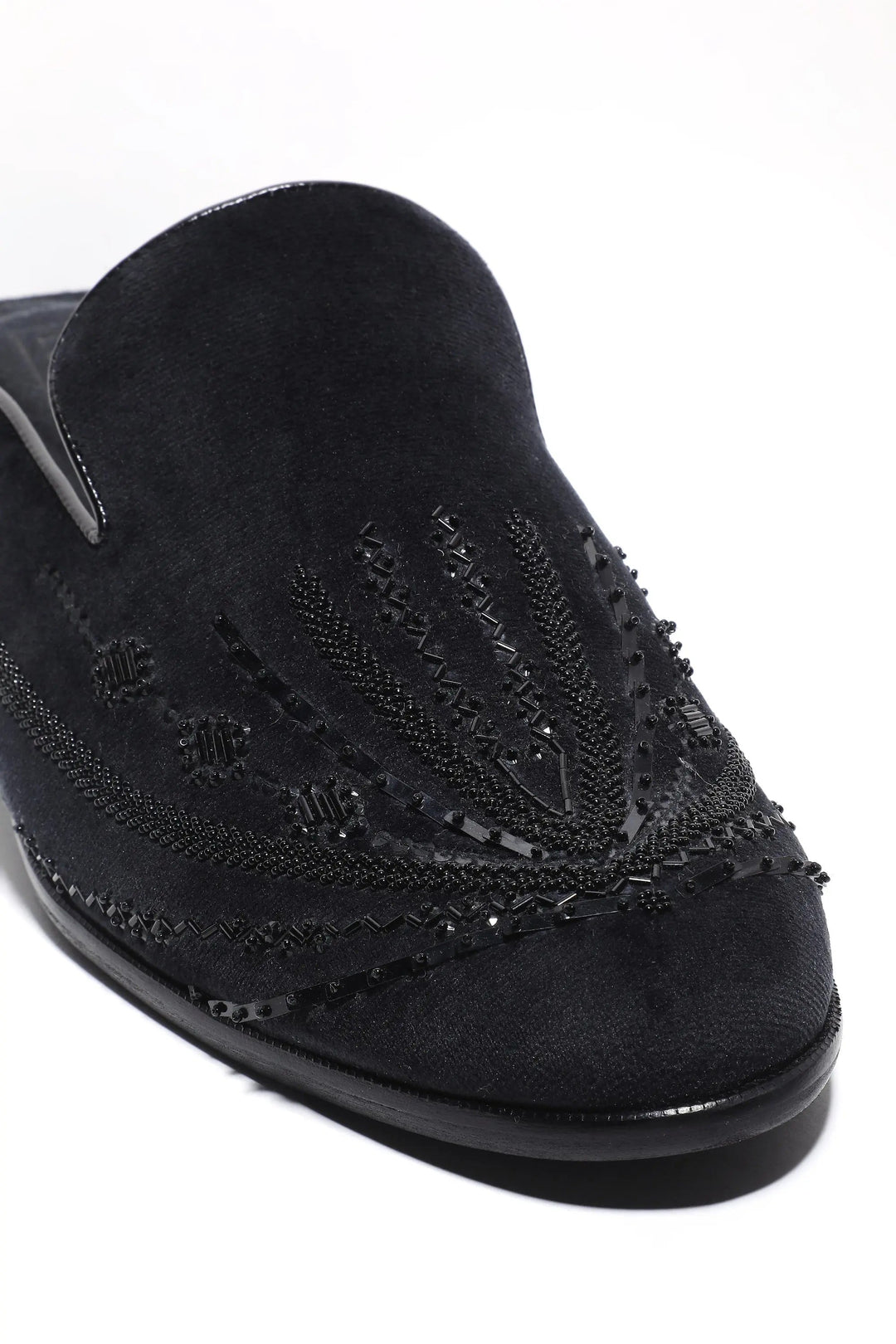 Noir Elegance Symmetry Velvet Mules - Asuka Couture