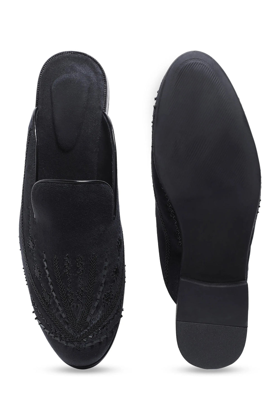 Noir Elegance Symmetry Velvet Mules - Asuka Couture
