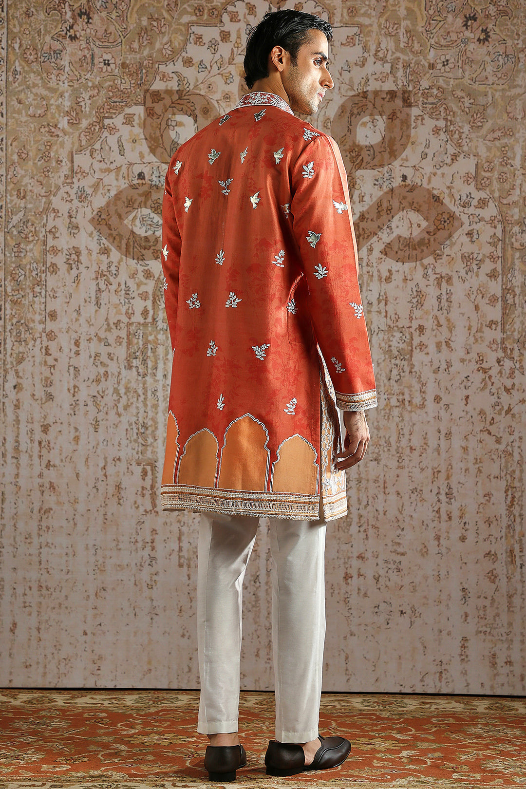 Rust Ornamental Embroidered Kurta Set