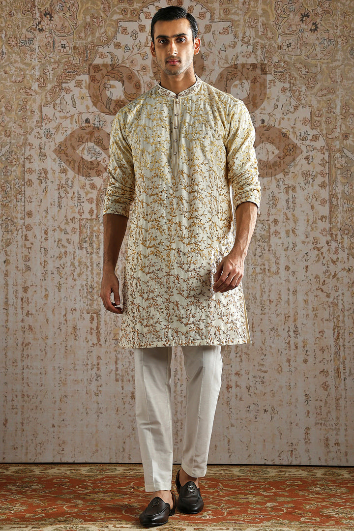 Ivory Mosaic Hand-Embroidered Kurta Set