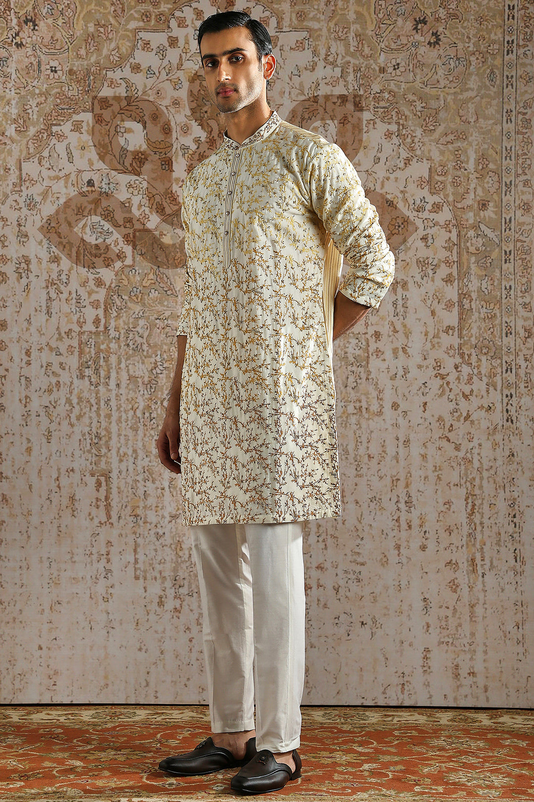 Ivory Mosaic Hand-Embroidered Kurta Set