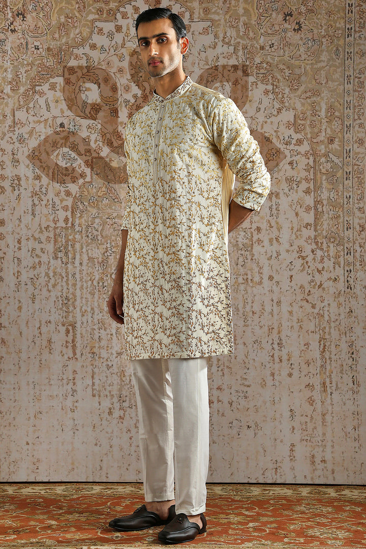 Ivory Mosaic Hand-Embroidered Kurta Set