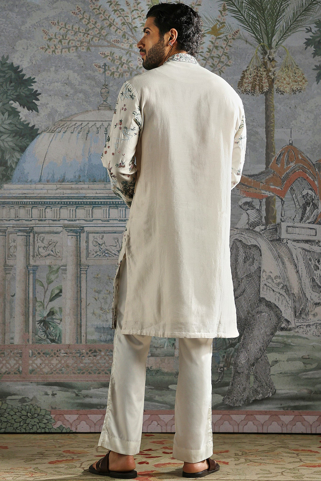Ivory Botanical Scenic Embroidered Kurta Set