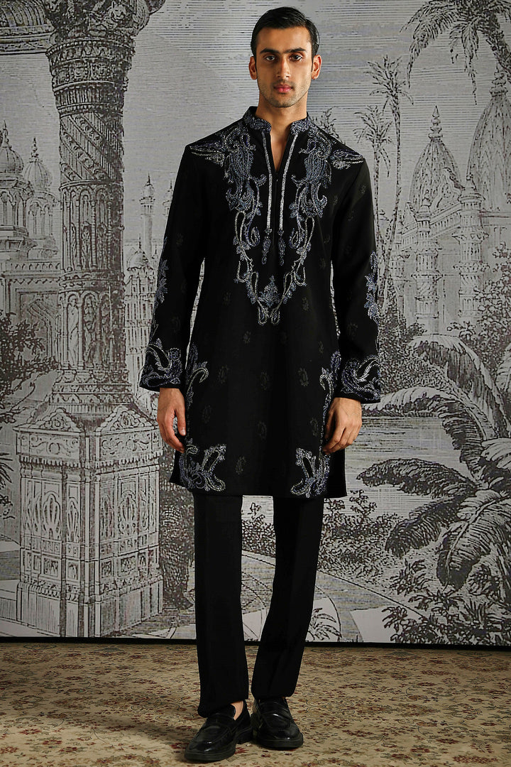 Black Abstract Metallic Kurta Set