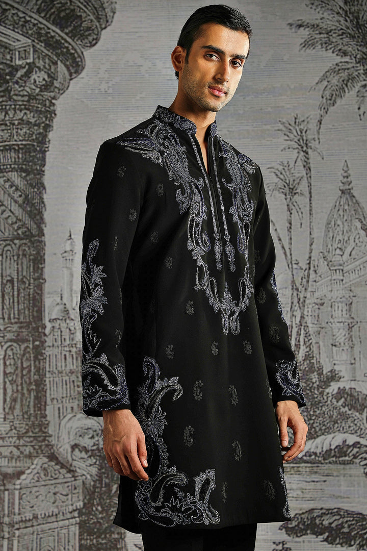 Black Abstract Metallic Kurta Set