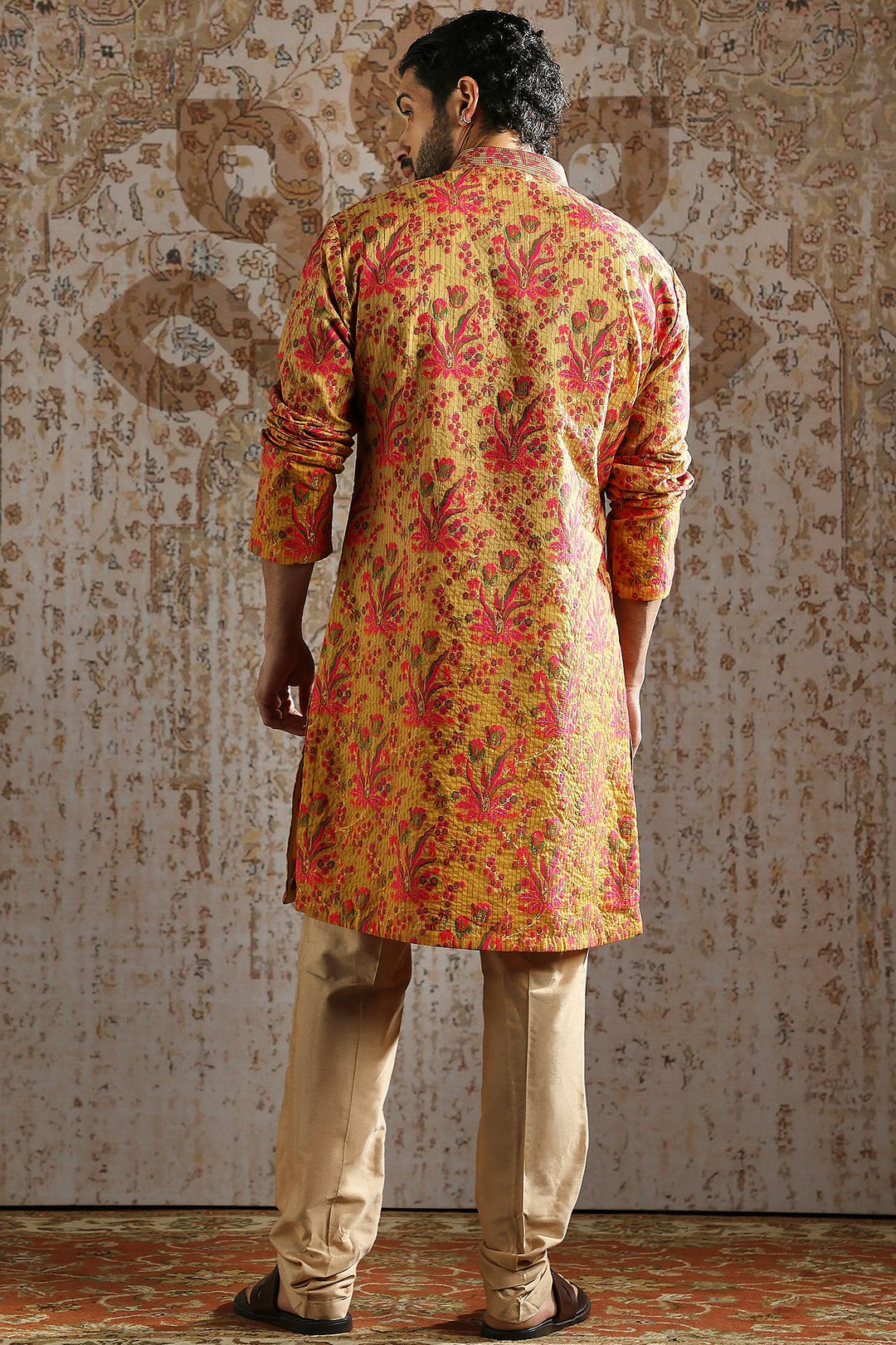 Rust Ornamental Brocade Kurta Set