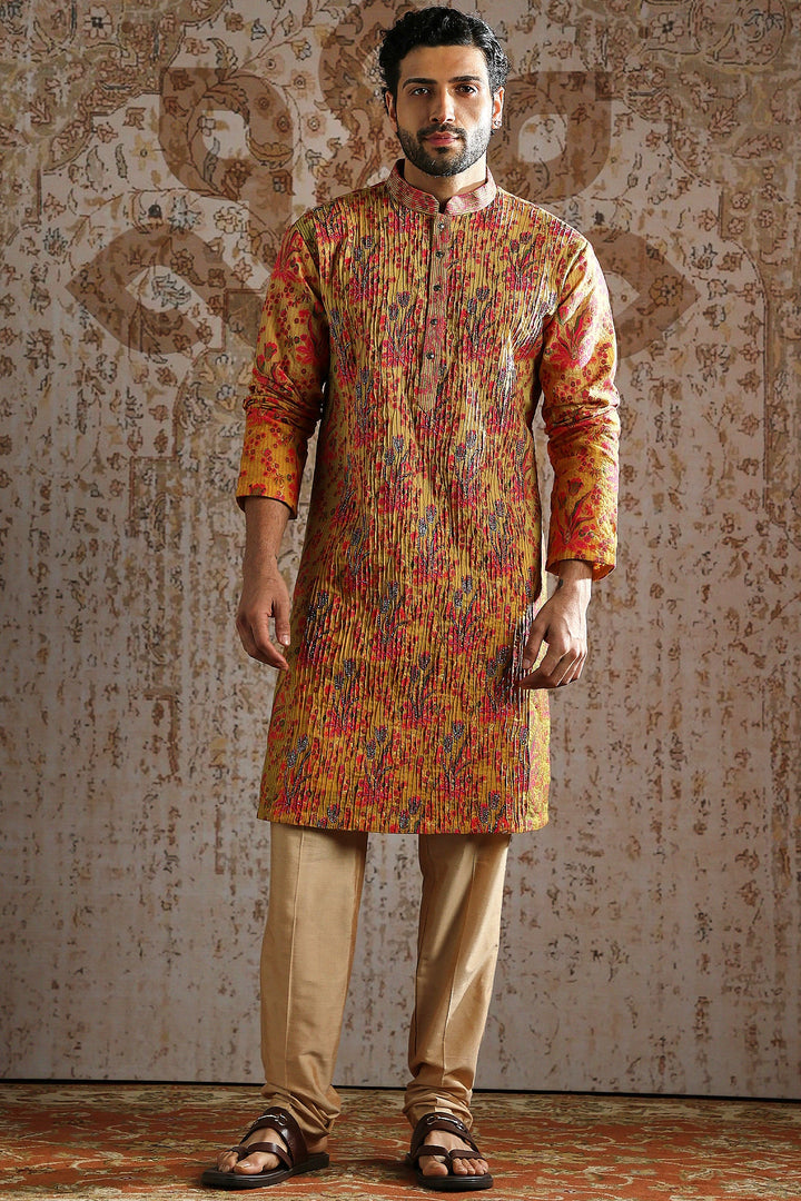 Rust Ornamental Brocade Kurta Set