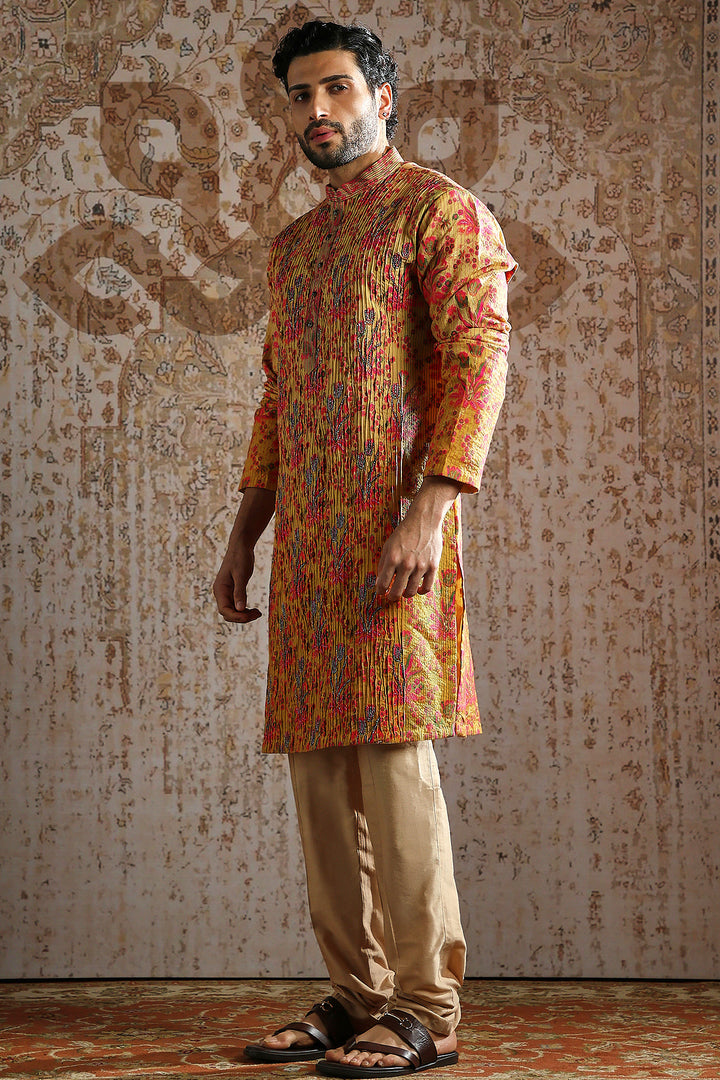 Rust Ornamental Brocade Kurta Set