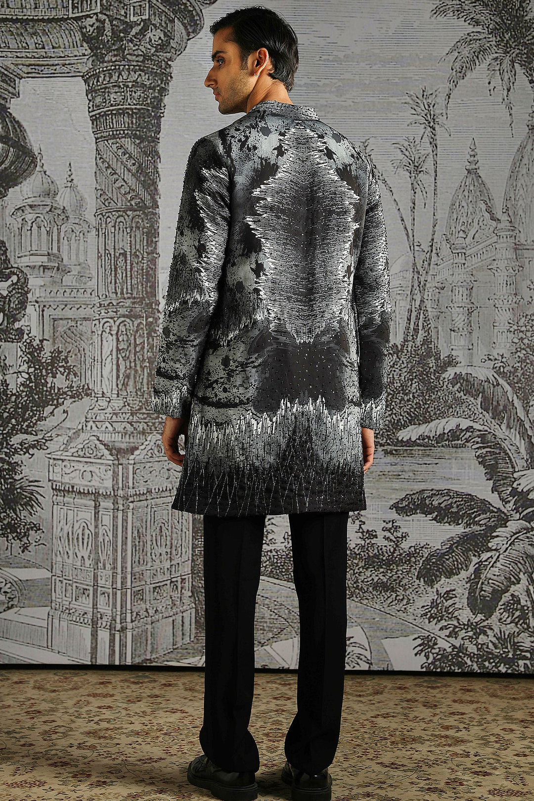 Charcoal Abstract Texture Kurta Set
