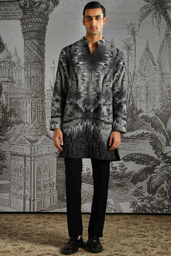 Charcoal Abstract Texture Kurta Set