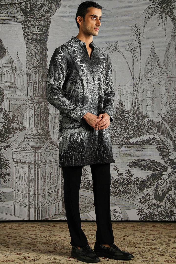 Charcoal Abstract Texture Kurta Set