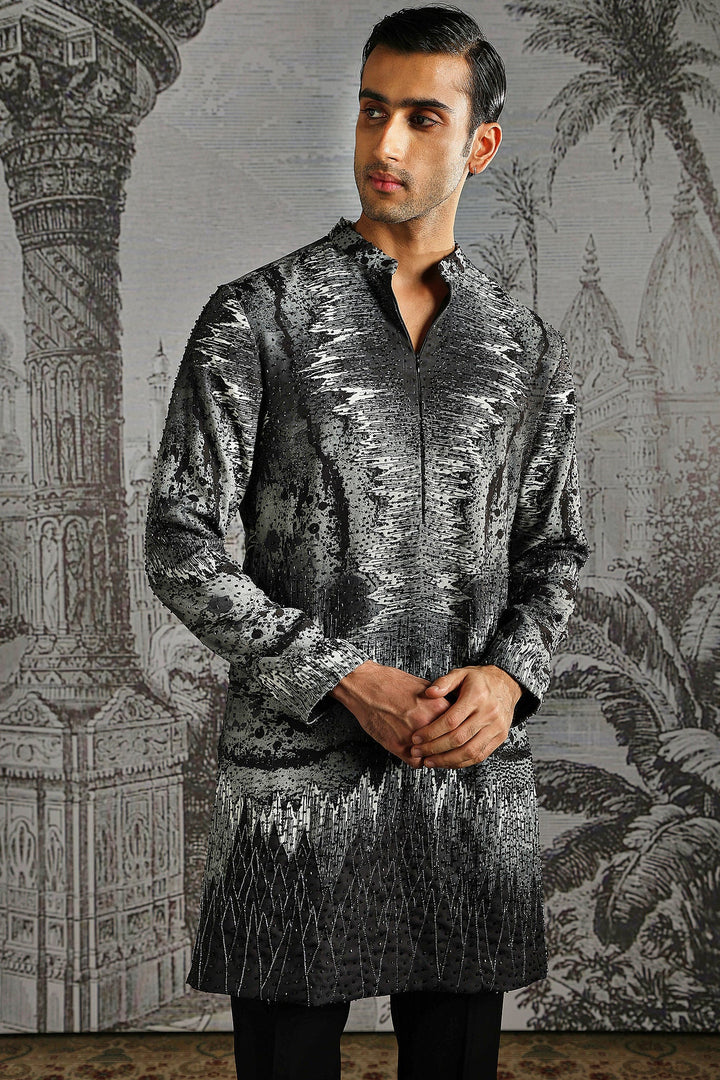 Charcoal Abstract Texture Kurta Set