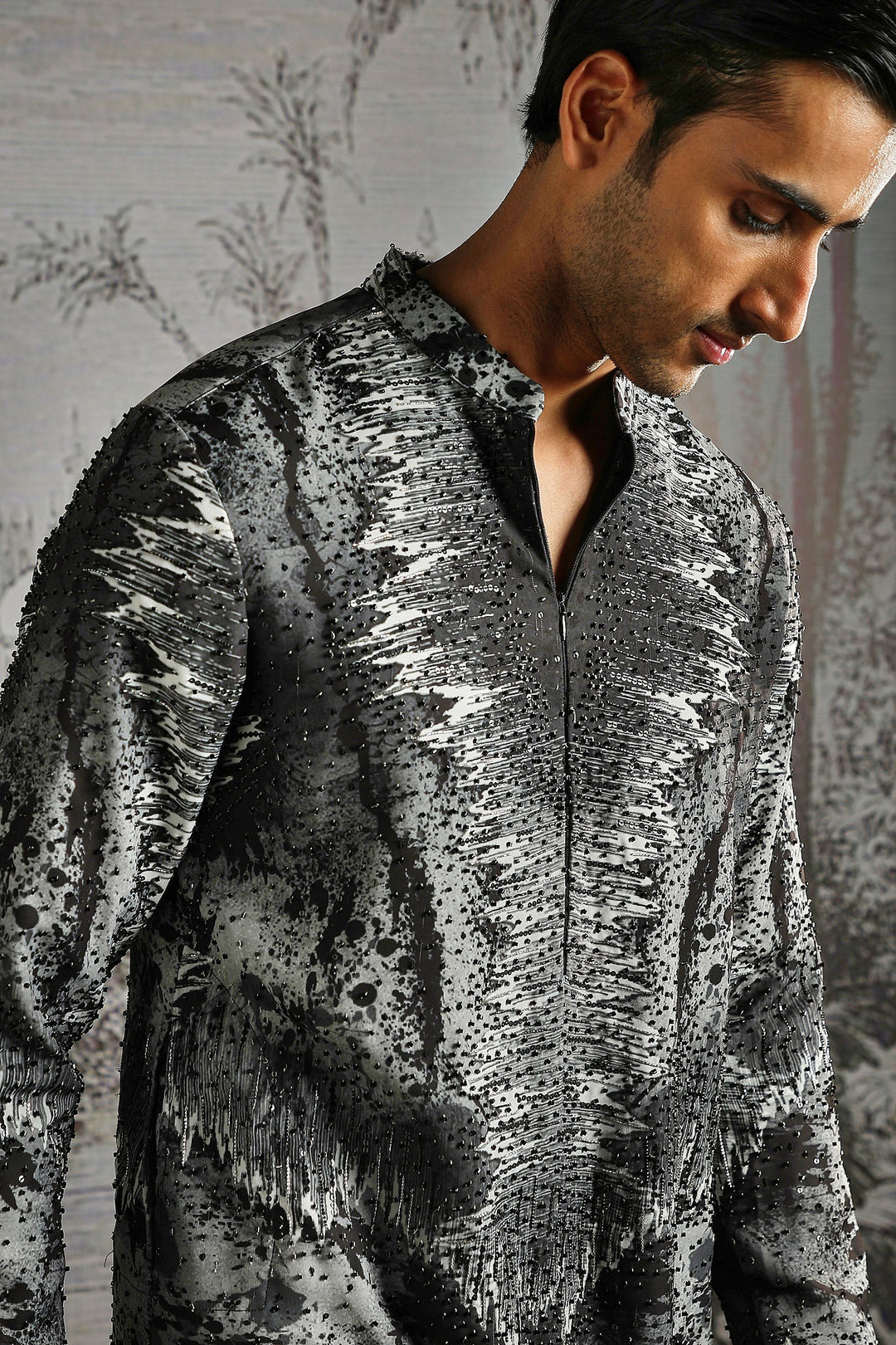 Charcoal Abstract Texture Kurta Set