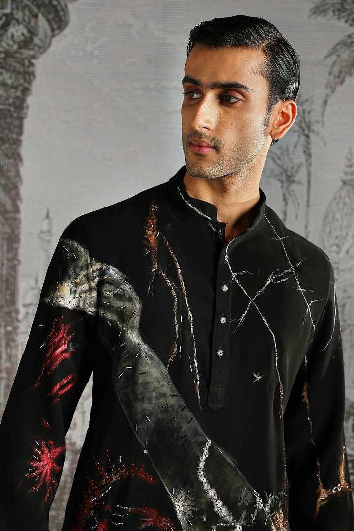 Black Scarlet Highlight Kurta Set