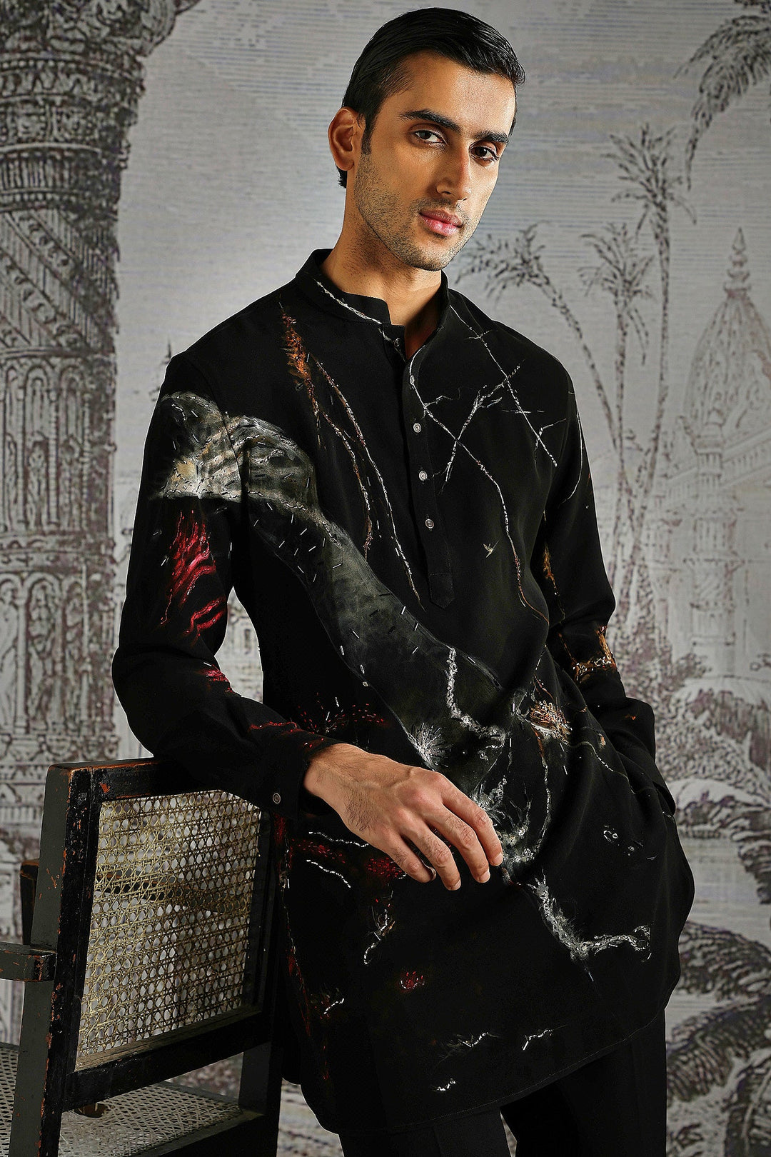 Black Scarlet Highlight Kurta Set