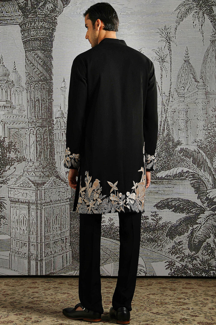 Black Ivory Panel Embroidered Kurta Set