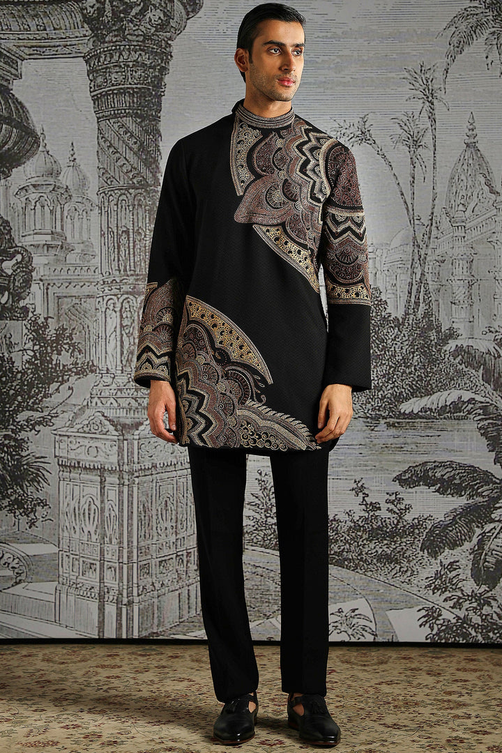 Graphite Paisley Jacquard Kurta Set