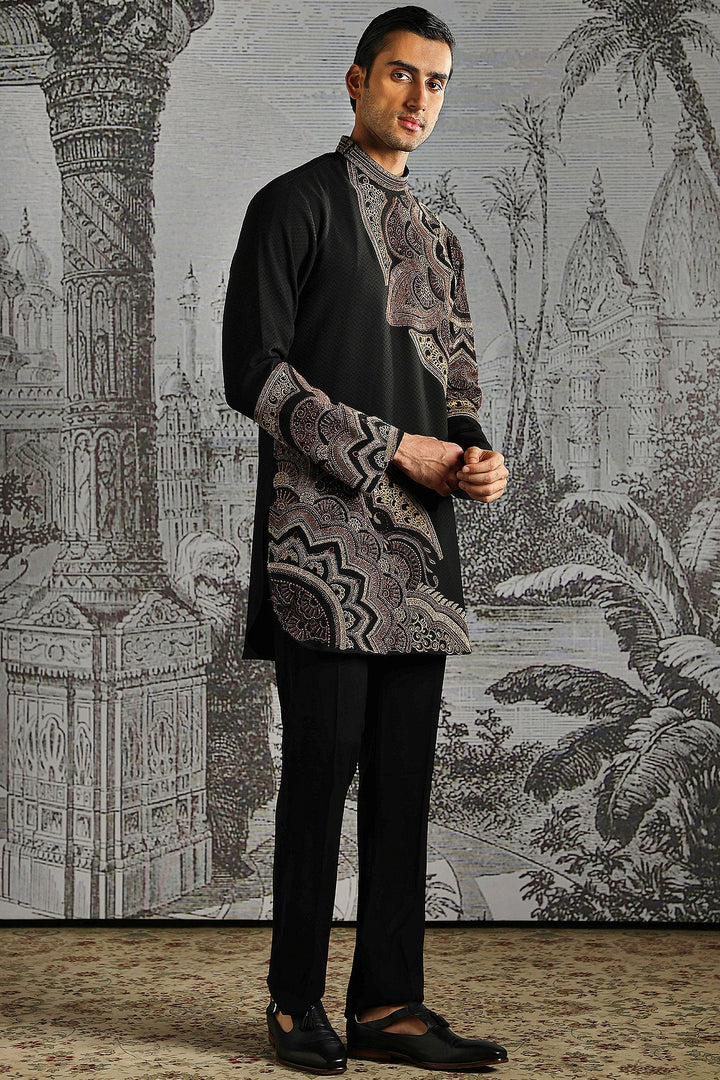 Graphite Paisley Jacquard Kurta Set