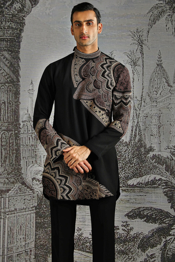 Graphite Paisley Jacquard Kurta Set