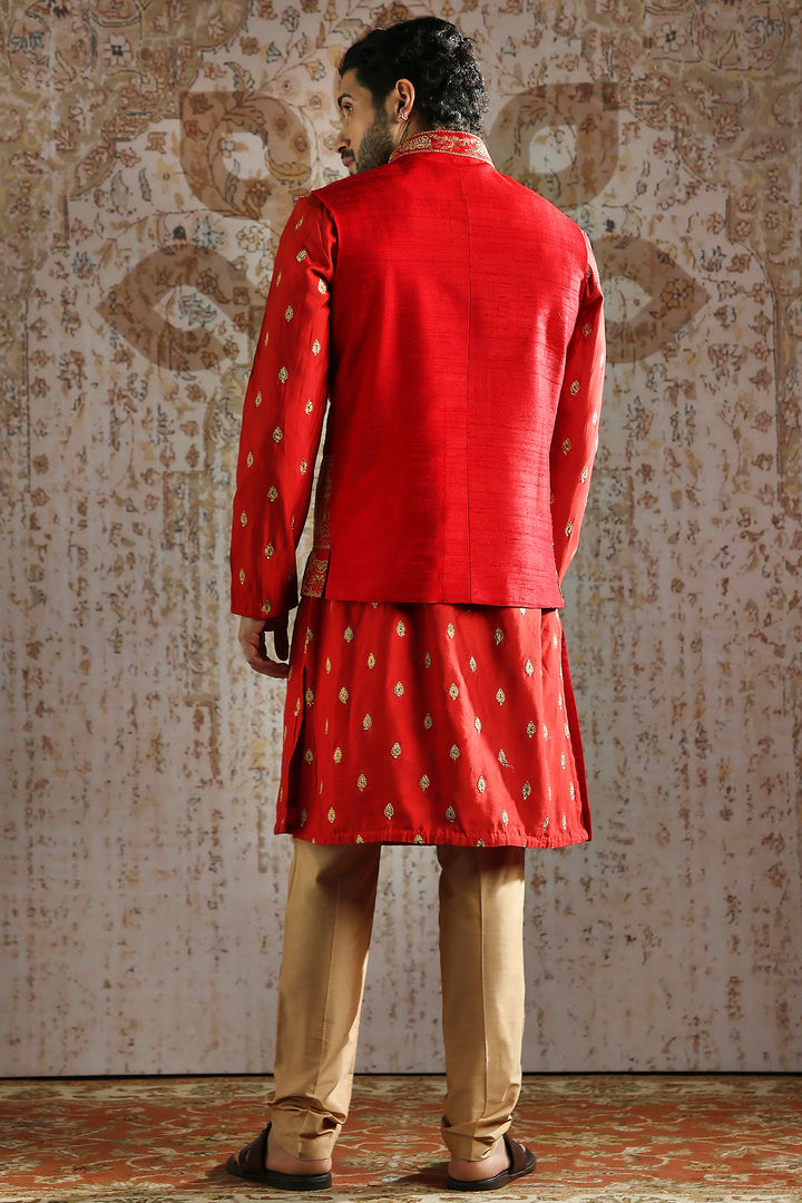 Crimson Heritage Zari Kurta Bundi Set