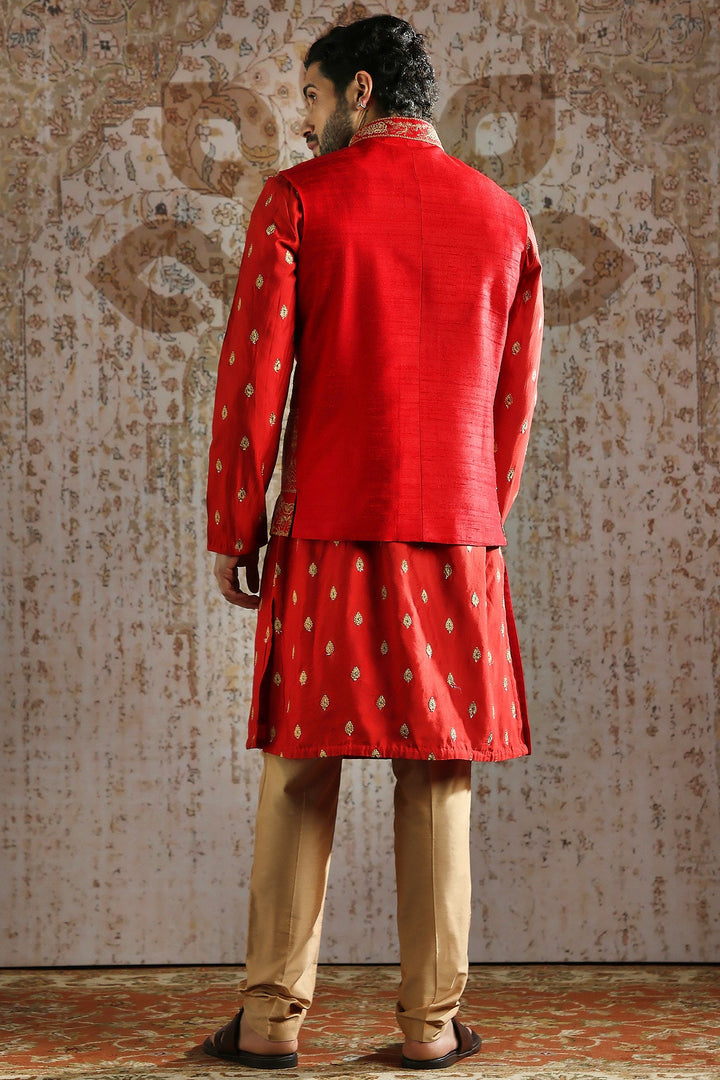 Crimson Heritage Zari Kurta Bundi Set