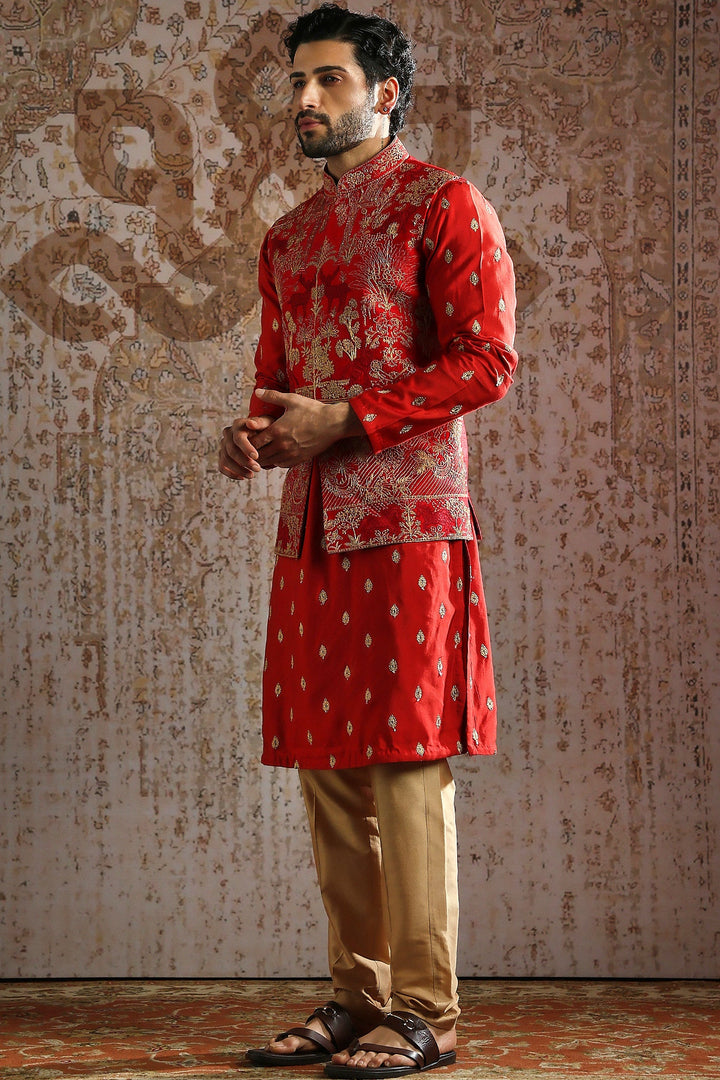 Crimson Heritage Zari Kurta Bundi Set