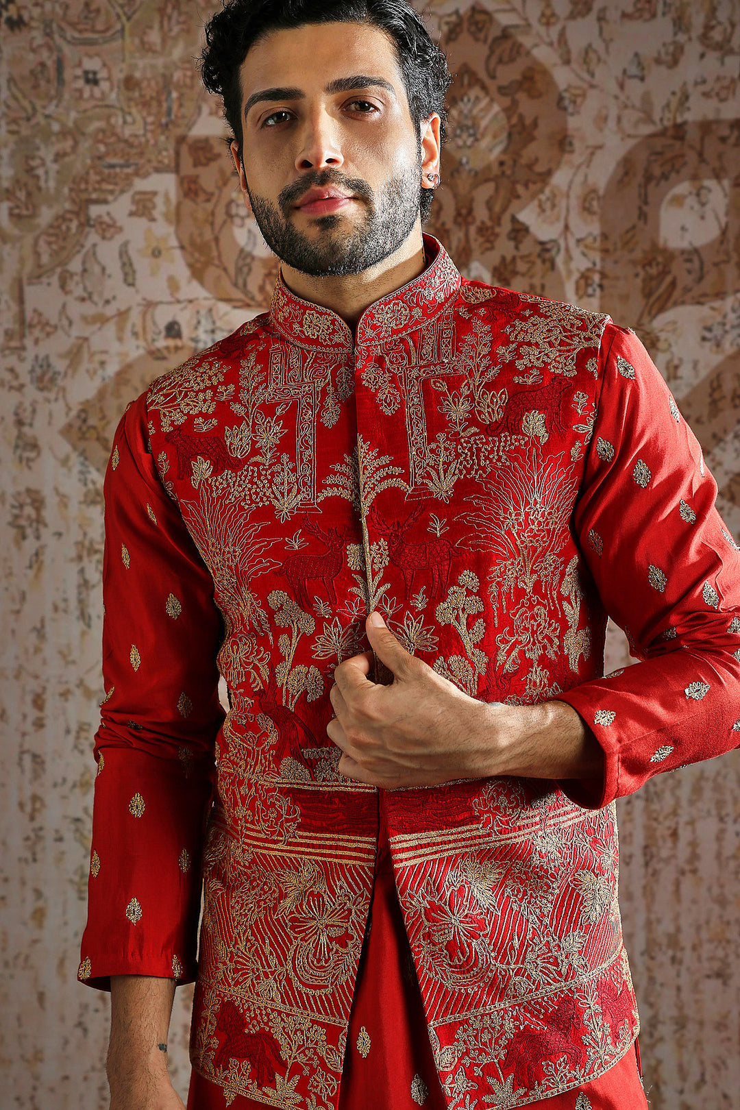 Crimson Heritage Zari Kurta Bundi Set