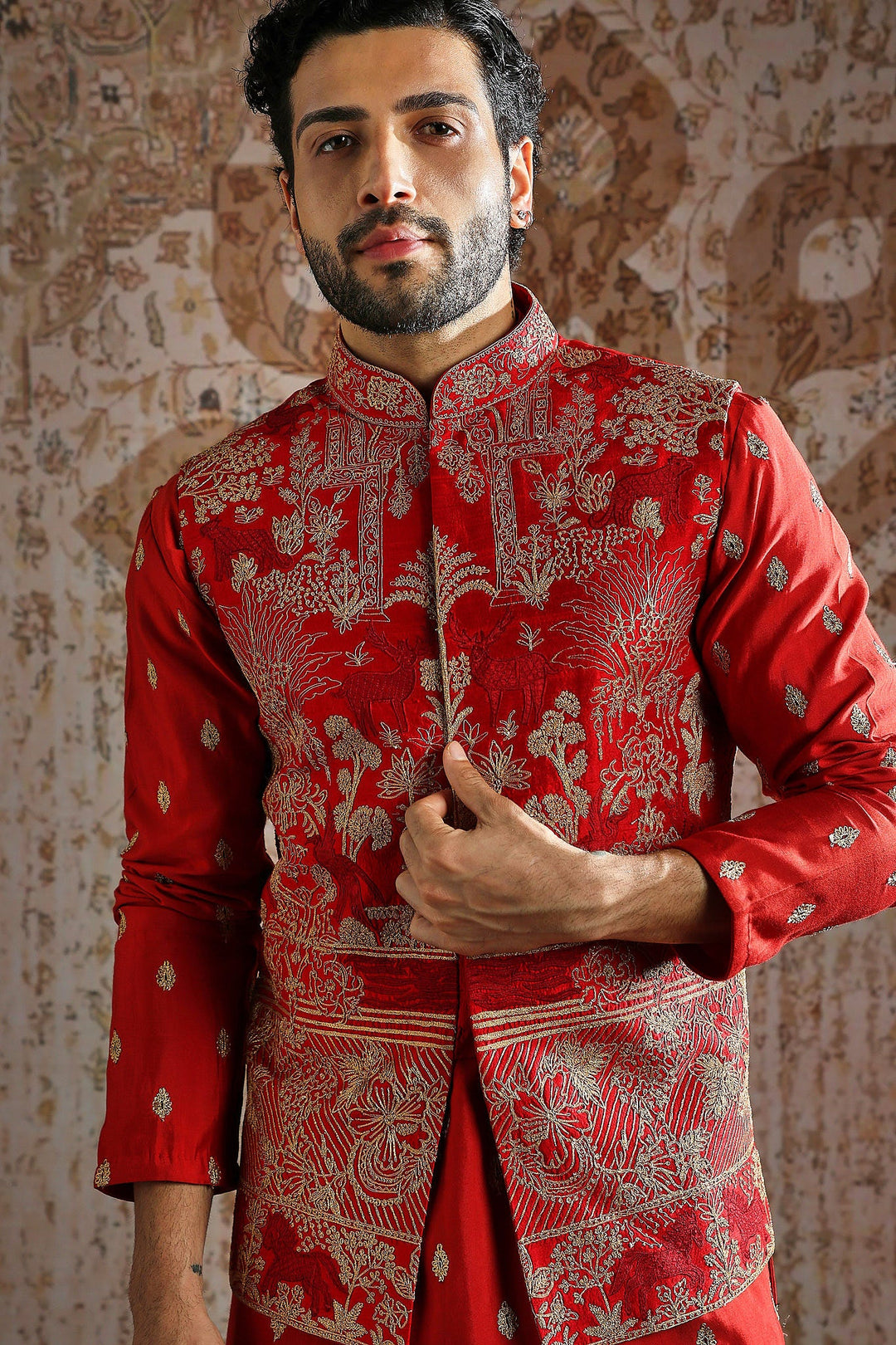 Crimson Heritage Zari Kurta Bundi Set