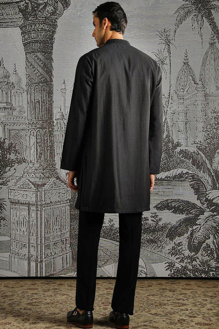 Black Regal Texture Kurta Set