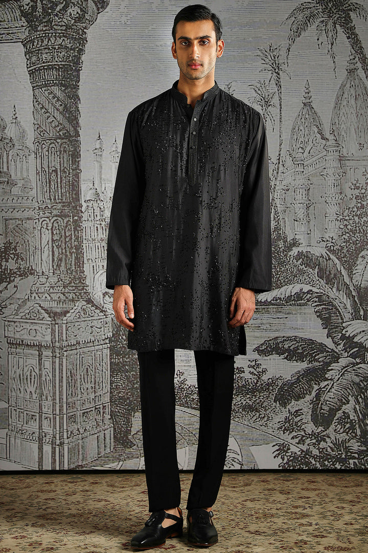 Black Regal Texture Kurta Set